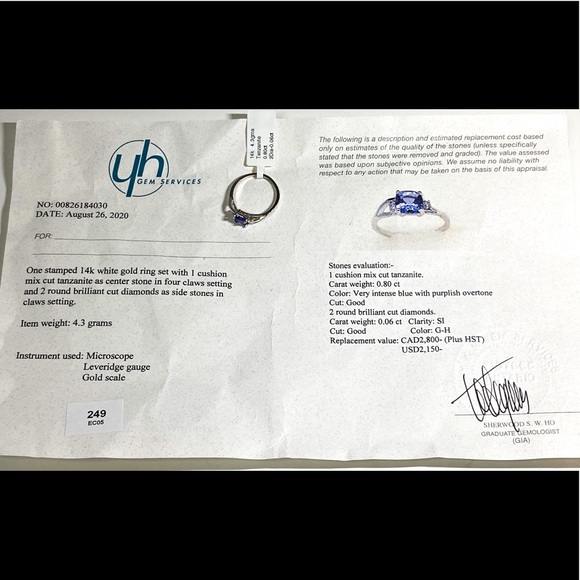 14K, Tanzanite, Diamond Appraised Ring (6.5) - Picture 6 of 10